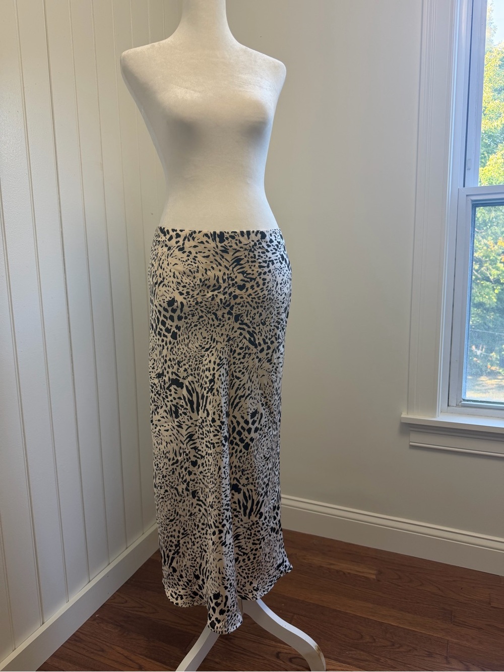 Timing Beige and Black Leopard Print Maxi Skirt